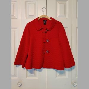 RQT red rubies faux poncho cape cropped jacket